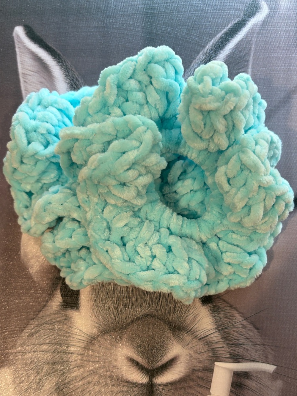 Chunky Crochet Scrunchies in Aqua Blue
